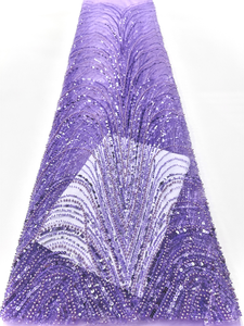 NI.AI奢华串珠蕾丝新娘网眼亮片珍珠网蕾丝面料婚纱材料 - Product Image 6