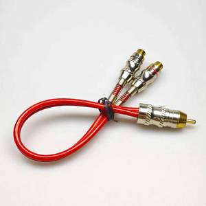 สาย RCA แบบถักเคลือบทอง ความหนาแน่นสูง 2 หัวต่อตัวเมีย 1 หัวต่อตัวผู้ พร้อมชั้นป้องกันสองชั้น - Product Image 1