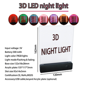 RGB LED Đèn Tường 7 Màu Sắc Có Thể Sạc Lại Pin Cho Phòng Ngủ <span class=keywords><strong>Stick</strong></span> Trên Tường Cửa Sổ Cửa Treo Trên Lều Móc (Không Có Acrylic) - Product Image 4