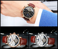 Montre-bracelet squelette automatique de luxe pour homme, marque OEM, avec tourbillon, en acier inoxydable, personnalisable avec logo et cristaux