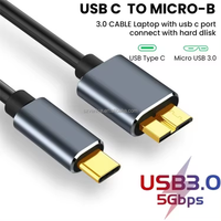 Kabel USB C ke mikro B 3.0 panjang kustom Data Tipe C 5Gbps untuk Macbook untuk Samsung Hard Drive Disk HDD casing kamera 1m 2m