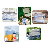 Seau de stockage d'eau carré de 1 gallon en PETG et PE écologique transparent bleu clair avec robinet pour le camping et l'usage domestique