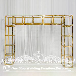Golden Acrylic Mirror Wedding Arches <strong>Back</strong> <strong>Drops</strong> for Events - Product Image 3