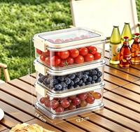 Conteneur alimentaire en plastique de qualité alimentaire, hermétique, à compartiments, empilable, pour fruits et légumes, organisateur de réfrigérateur, offre spéciale, vente en gros d'usine, en stock