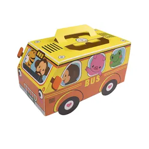 Customized Special Design Car Shape Model Packaging For Children 2023 Cartoon Interesting Blue/Yellow Paper Box