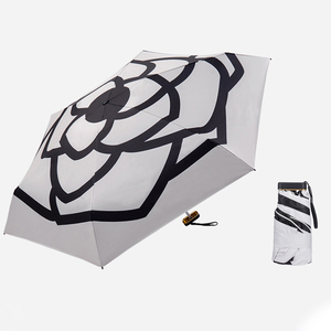 Paraguas Clásico Mini Manual, Impermeable, con Protección UV, de Tela Pongee, Compacto, de Viaje, con Diseño Floral, Impresión de Logotipo Personalizado, 5 Pliegues - Product Image 2