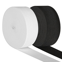 Bande élastique tricotée de 5 cm pour vêtements, 10 rouleaux MOQ, matériau polyester/nylon, noir/blanc, marque HB, logo personnalisé