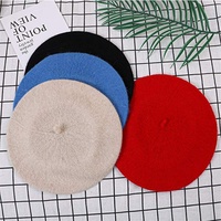 Boina de color sólido ACE para mujer, gorro francés de lana 100%, boina roja personalizada, boina para hombre