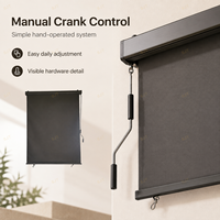 Store vertical manuel à manivelle pour extérieur, en polyester enduit PU 180 g/m², avec cassette en aluminium, hydrofuge, pour terrasse commerciale