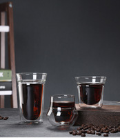 Tasses à café en verre soufflé à la main transparentes de 180 ml et 220 ml, design créatif à double paroi
