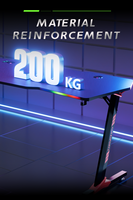 Bureau de jeu AOR moderne en métal en forme de Z avec éclairage LED RGB, design ergonomique, surface en bois de qualité P2
