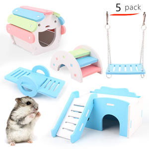 Qbellpet toptan küçük Pet gine domuz Hamster evi ahşap kabin tırmanın oyun evi kafes oyuncak tavşan Chinchilla Pet malzemeleri - Product Image 1