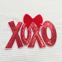 Nouveau Design Saint Valentin Presse à Chaud Patch Personnalisé Grand XOXO Paillettes Paillettes Chenille Broderie Fer sur Patchs pour Vêtements