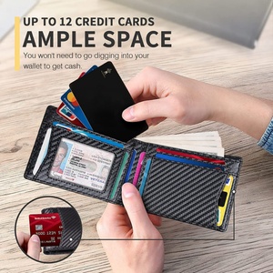 High Quality Minimalist Carbon Fiber Pattern Front Pocket <b>Card</b> <b>Holder</b> Slim Men's Business Wallet - Product Image 4