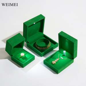 Boîte à bijoux LED en velours avec logo personnalisé Boucles d'oreilles Bague Collier Bracelet Emballage Éclairage - Product Image 5