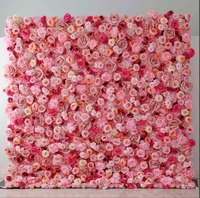 Mur de fleurs artificielles en soie 5D 3D personnalisé RHD, panneaux décoratifs roses pour mariage