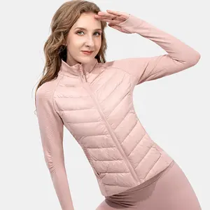 새로운 겨울 야외 스포츠 스웨트 셔츠 요가 여성 가벼운 슬림 재킷 도매 웜 다운 재킷