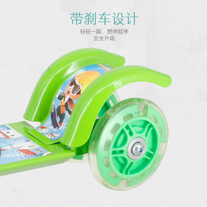 Jumon <b>Three</b>-wheel foldable scooter Height-adjustable kick scooter Flashing wheels kids scooter Iron frame children scooter - Product Image 6