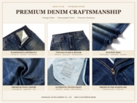 SEED CLUB Premium Street Hip-hop Stonewashed Straight Selvedge Denim Jeans Gold Stitch Respirant Confortable Lavable Streetwear