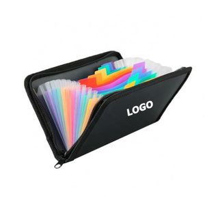 Rainbow Zipper Pouch - A6 Mini 13-Slot Organizer for Bills, Cards, & Receipts | Portable PP <b>File</b> <b>Folder</b> - Product Image 1
