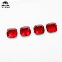 EMEJEWE Pierre précieuse facettée en rubis de laboratoire de qualité supérieure, taille coussin, rouge sang de pigeon vif, certifiée par un tiers, pour sertissage de bijoux