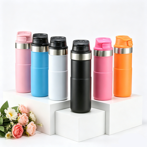 Bouteille d'eau sport isolée à double paroi avec logo personnalisé, design à large ouverture, portable, 500 ml, avec gâchette, pour café et voyage - Product Image 3