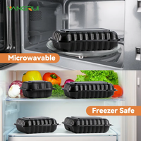 Boîtes à emporter noires modernes Récipients à clapet de qualité supérieure pour restaurants et burgers gastronomiques Chaînes de restauration rapide