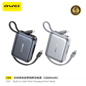 Banque d'alimentation portable Awei Mini en aluminium avec protection de circuit, <span class=keywords><strong>45</strong></span> watts, 10000 mAh, station de charge avec logo - Product Image 2