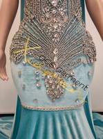 Robes de bal élégantes bleues de luxe Ocstrade Sparkly Crystal pour femmes, robe de soirée avec long manteau