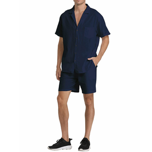 Shinesia ODM da <span class=keywords><strong>uomo</strong></span> di alta qualità cotone Casual camicia a maniche corte Set personalizzato due pezzi colletto di <span class=keywords><strong>lino</strong></span> <span class=keywords><strong>abbigliamento</strong></span> di <span class=keywords><strong>lino</strong></span> - Product Image 1