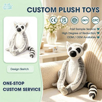 Peluche Lémur Personnalisée Douce et Réaliste avec Queue Rayée, Jouet en Peluche Lémur, Poupée Animal Sauvage, Décoration Maison, Cadeau pour Enfants