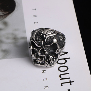 Men's Titanium Steel <b>Skull</b> <b>Ring</b> SA827 Skeleton Design Gift Jewelry - Product Image 1
