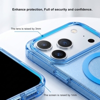 Coque magnétique scintillante antichoc transparente pour iPhone 18 Pro Max avec chargement sans fil, compatible iPhone 17, 16e, 15, 14