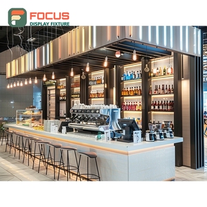 Commercial Coffee Service <b>Counter</b> Front Cash Wrap Bakery Shelf Matte Wood Cafe <b>Counter</b> - Product Image 2