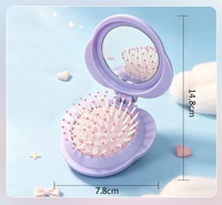 Sisir Bantal Udara Bentuk Bunga Ringkas dan Portabel dengan Cermin, Sisir Lipat Pijat Meridian dengan Bantal Udara, Sikat Lucu