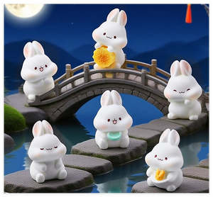 Miniature Résine Lune Gâteau Lapin Lapin Mi-Automne Zodiaque Chinois Décorations Festival Figurines Idée Cadeau <span class=keywords><strong>Kawaii</strong></span> Jouets En Gros - Product Image 4
