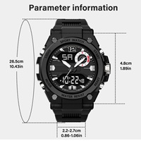 SHUAIKE Herenhorloge met dubbele tijdweergave, LED, sportief, 954 analoog-digitaal horloge met waterdichte functie en alarm, Relogio Masculino
