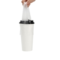 Sac de transport personnalisé en forme de T pour une seule tasse, support transparent en PE/PLA pour boissons, pour gobelets de 90-95 mm de diamètre, emballage à emporter pour bubble tea