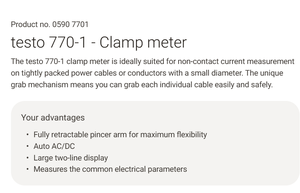เทสโต้ 770-1 ทรู RMS AC ดิจิตอลแคลมป์มิเตอร์แบบพกพา สำหรับงาน HVAC และงานไฟฟ้า - Product Image 4