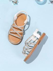 Nouvelles sandales d'été pour filles, à paillettes, avec lanières croisées, décorées d'un bandeau élastique, sandales d'extérieur - Product Image 3