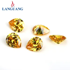 Bán Buôn Nước Drop Shipping Cắt Lê Hình Vàng Vàng Thạch Lỏng Cubic Zirconia Thạch Cho Đồ Trang Sức Phụ Kiện