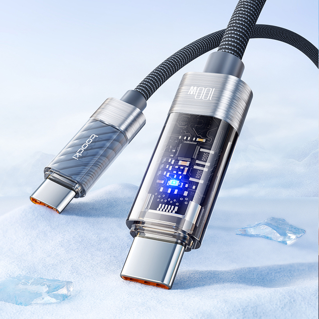 Toocki Safety-Protected C-C Cable with PD 100W Fast Charging 5A Current Automatic Power-Off for Daily Charging of Mutil Device