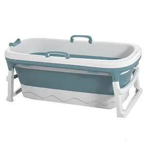 Collapsible Bathtub Kids Portable Foldable Adult Baby Toddler Kids Massage Pool Headrest Insulation Lid Large Soaking Bath Tub