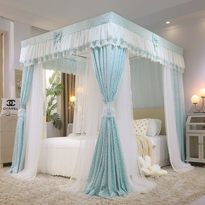 Nuevo Dosel <span class=keywords><strong>de</strong></span> <span class=keywords><strong>Cama</strong></span> <span class=keywords><strong>de</strong></span> Doble Capa con Cortinas y Varillas, Mosquitero <span class=keywords><strong>de</strong></span> Encaje Crema <span class=keywords><strong>para</strong></span> un Estilo Real, Bloqueador <span class=keywords><strong>de</strong></span> Luz y Protección Contra Mosquitos - Product Image 1