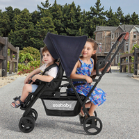 Poussette double pliable Seebaby avec cadre en acier inoxydable pour 2 enfants de 0 à 3 ans, portable, idéale pour le coffre de voiture