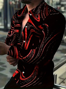 Của nam giới Mới Mùa Hè ngoài trời Athleisure dài tay áo sơ mi giản dị nhạc rock in với Mandarin cổ áo ngụy trang mô hình - Product Image 5