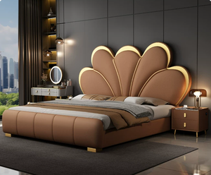 <span class=keywords><strong>Letto</strong></span> <span class=keywords><strong>Matrimoniale</strong></span> Reclinabile in Vera Pelle di Lusso Italiano, Moderno e Semplice, Imbottito, Regolabile, con Contenitore - Product Image 5