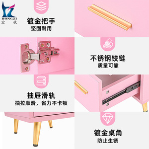 Table à ongles Hongzi avec plateau en verre rose et collecteur de poussière, design contemporain pour manucure - Product Image 5