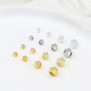 ลูกปัดทรงเพชรเคลือบทอง 14K ทำจากทองแดงเหลี่ยมเพชรพลอย สำหรับทำเครื่องประดับ DIY ขนาดกลาง D15 - Product Image 4