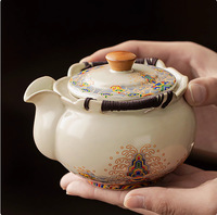 Service à thé Kung Fu en céramique Ru, théière et bol à thé anti-brûlure, design rétro de luxe léger, pour une personne, pour la maison